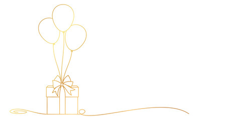 gift box line art style with balloon. birthday element vector eps 10