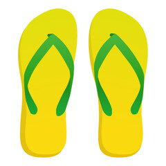 Colorful plastic flip flops isolated