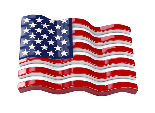 3d waving USA flag isolated on transparent background. Independence Day of the United States. Generative AI