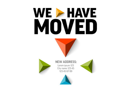 We have moved minimalistic flyer template with fresh triangle arrows