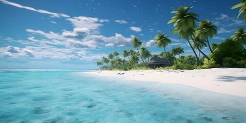 Obraz premium Summer vacation on a tropical island in the Maldives,Generative by AI