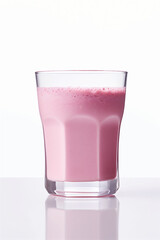 Illustration of pink berries smoothie on white background, ai generated