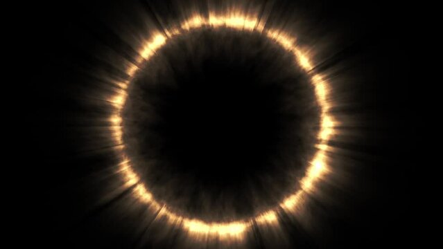 Total Solar Eclipse With Light Rays On Black Background