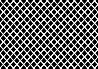 Abstract mosaic grid in black and white colours, square shaped mesh background. It can be repeated perfectly. Grid, lattice pattern.