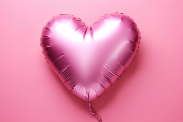 Pink Heart Shaped Birthday Balloon on Pink Background   Celebration party balloon for girls   valentines balloon © Layerform