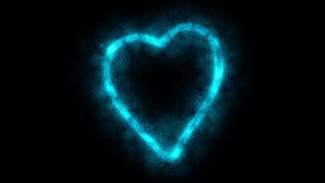 Animated Blue Heart Glowing Through Frozen Lake