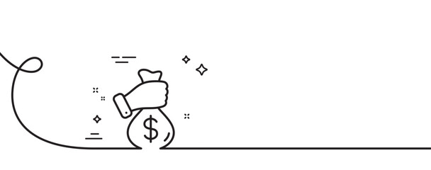 Bribe line icon. Continuous one line with curl. Money fraud crime sign. Cash scam symbol. Bribe single outline ribbon. Loop curve pattern. Vector