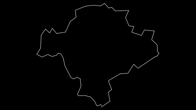 Toplica district map of Serbia outline animation
