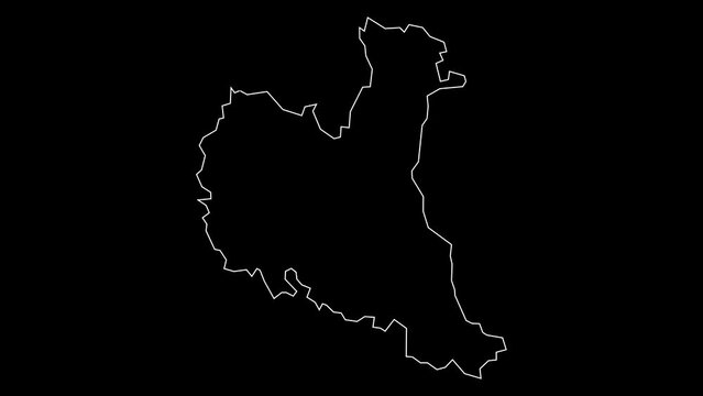Zajecar district map of Serbia outline animation