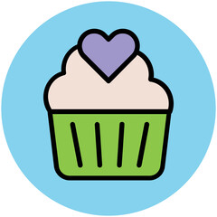 Trendy flat rounded icon of heart cake 