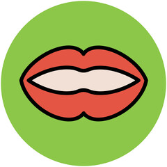 Colored flat circular icon of lips 