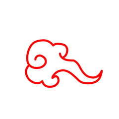 red outline Chinese cloud