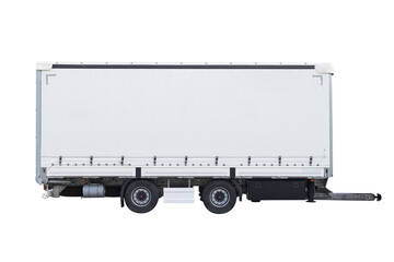 Delivery white van or truck with space for text isolated over white background. PNG