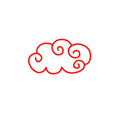 red outline Chinese cloud