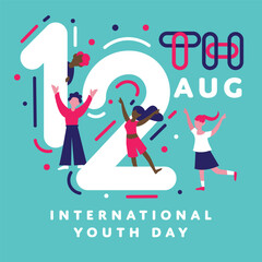 Happy International Youth Day Greetings Illustration