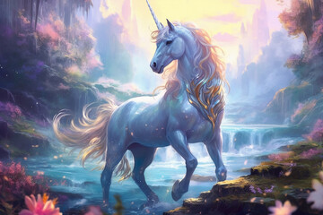 Obraz na płótnie Canvas Magical cute unicorn Ai generative