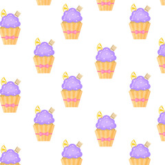 Seamless pattern with cupcakes. Bakery. Vector illustration in a flat style.