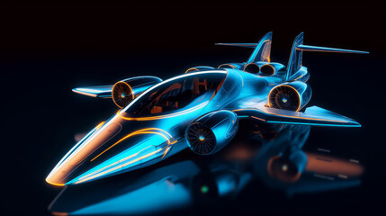 Airplane of a beautiful Transportation with futuristic design. AI Generated.