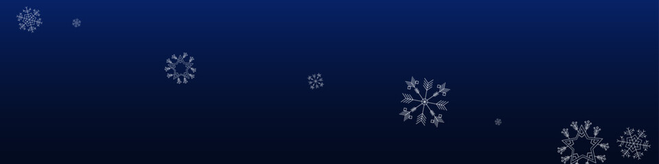White Snowflake Vector Blue Panoramic Background.