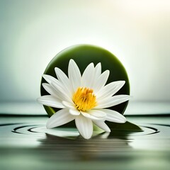 white lotus flower on green background