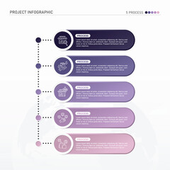 Infographic process design with icons and 5 options or steps.