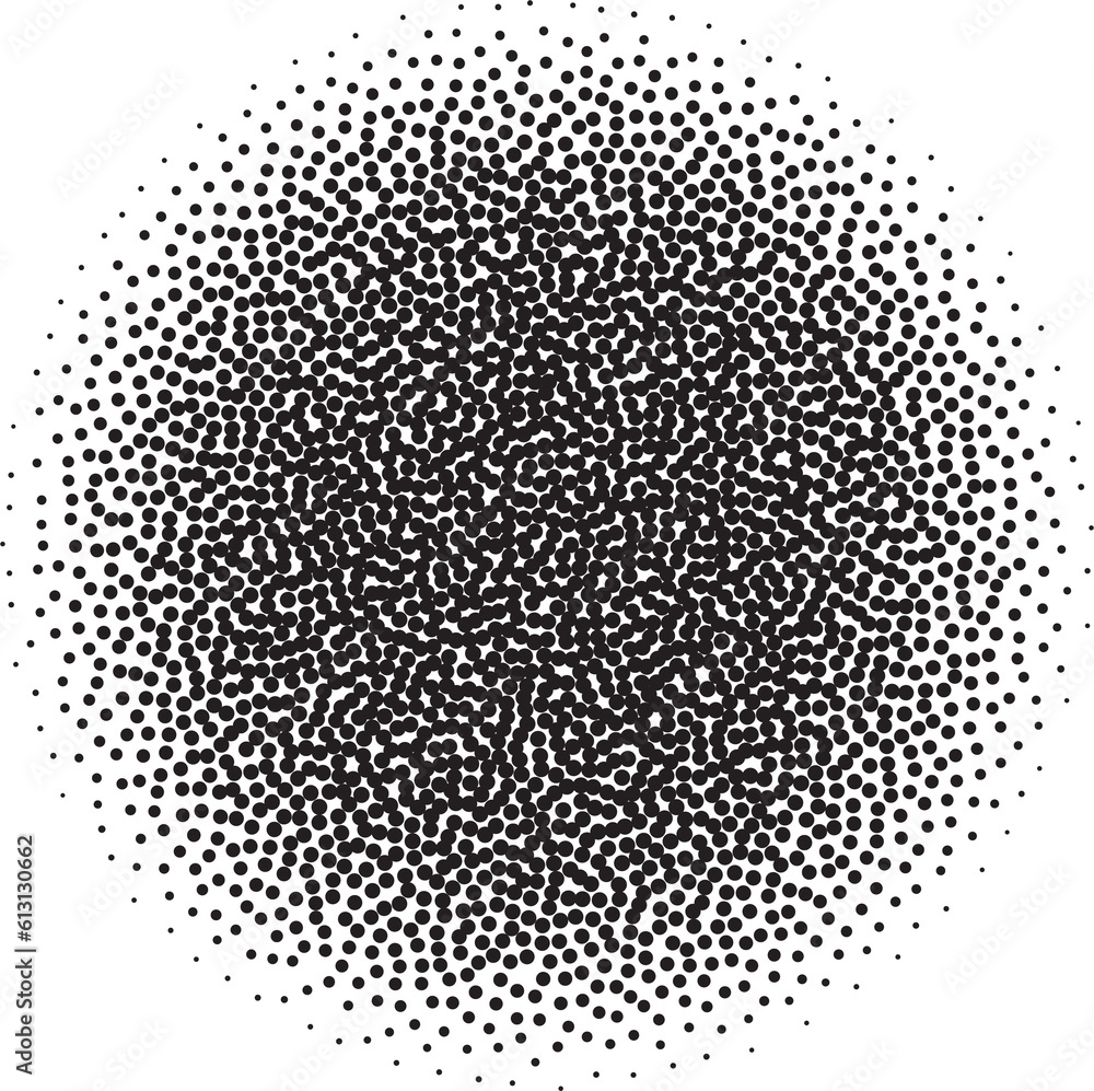 Poster spray circle gradient noise. dotted round with grunge textured effect. circular stipple brushed shap