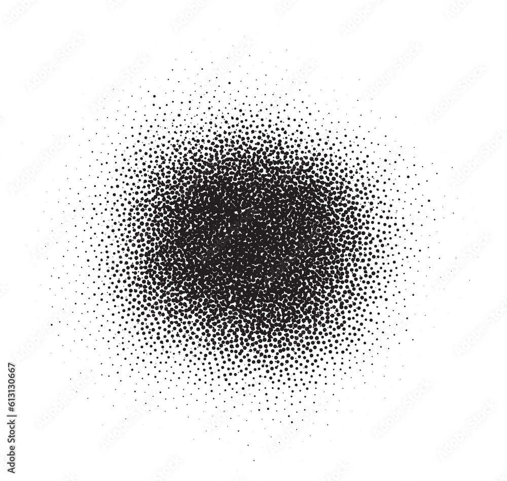 Poster spray circle gradient noise. dotted round with grunge textured effect. circular stipple brushed shap