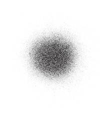 Spray circle gradient noise. Dotted round with grunge textured effect. Circular stipple brushed shape. Grainy blurred drip.