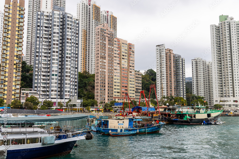 Wall mural Ap Lei Chau fishing harbor in Hong Kong