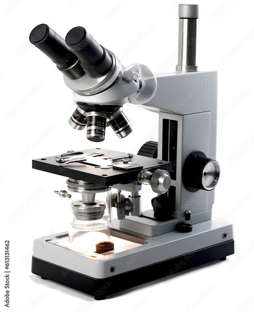 Aufkleber microscope isolated on white created with generative ai technology