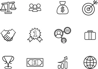 Business and Finance web icons in line style. Money, bank, contact, infographic. Icon collection. Vector illustration.