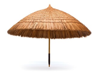 Reed, Straw beach umbrella isolated on white background created with Generative Al technology
