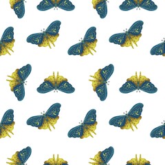 Butterfly seamless pattern. Print for design t-shirt, card, poster, cartoon art, fabric, textile, background
