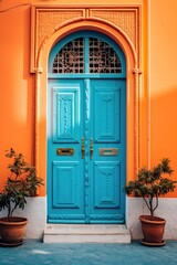 Fototapeta na wymiar bright colored door. Generative ai