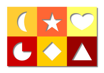 Schablone mit verschiedenen Symbolen