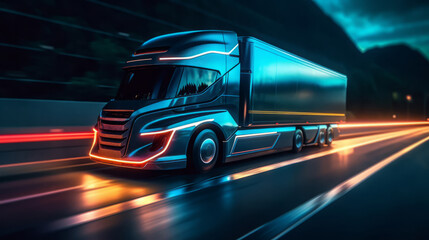 Truck of a beautiful Transportation with futuristic design. AI Generated.