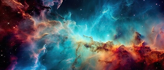Fototapeta na wymiar a colorful clouds and stars in space