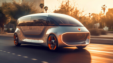 Fototapeta na wymiar Van of a beautiful Transportation with futuristic design. AI Generated.