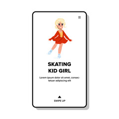 skating kid girl vector. child sport, happy little, childhood activity, cute lifestyle, playing active skating kid girl web flat cartoon illustration