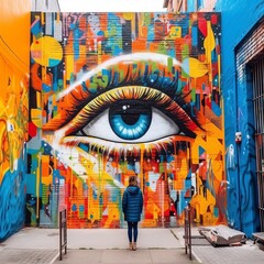 Discover the city's artistic soul through the colorful street art and your immersive interaction. Feel the energy and creativity of the urban environment come alive before your eyes. Generative AI.