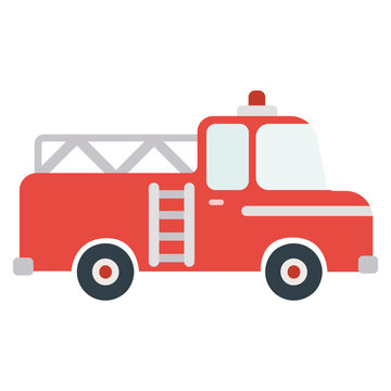 Cartoon fire truck. Vector illustration on a white background