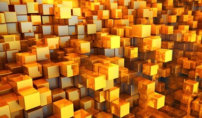 abstract gold background with cubes