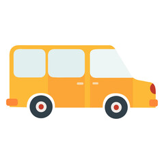 Cartoon car minibus. Vector illustration on a white background
