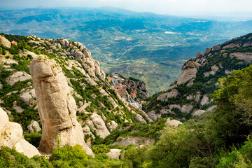 Montserrat Abbey and mountain near Barcelona, Spain	