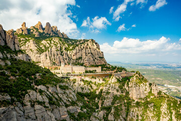 Montserrat Abbey and mountain near Barcelona, Spain	
