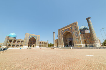 The Tilya-Kori Madrasah and the Sher-Dor Madrasah in Samarkand