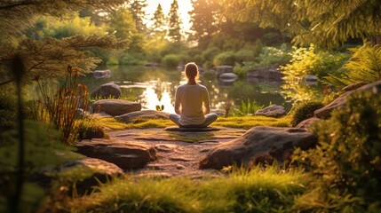 Discover the power of yoga amidst captivating landscapes, where physical exercise harmonizes with mindfulness, nurturing well-being and promoting a deeper connection to nature. Generative AI.