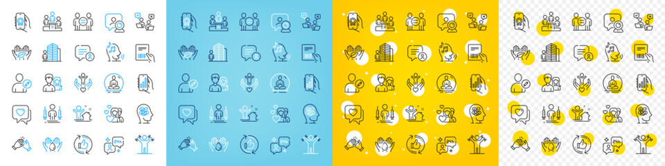 Vector icons set of Refresh like, Business podium and Volunteer line icons pack for web with Agent, Analysis app, Anxiety outline icon. Parcel invoice, Teamwork, Ethics pictogram. Vector