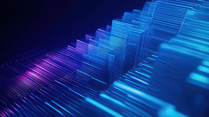 Fototapeta premium Modern digital abstract 3D background. Can be used in the description of network abilities, technological processes, digital storages, science, education, etc. Copy space. Based on Generative AI