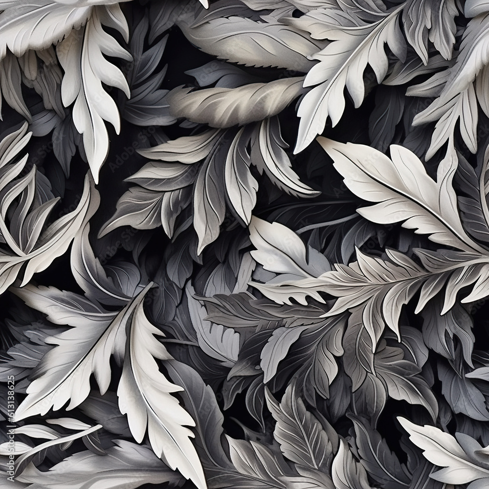 Poster a close up of a bunch of leaves, seamless pattern. generative ai.